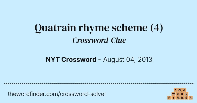 Quatrain rhyme scheme crossword clue image