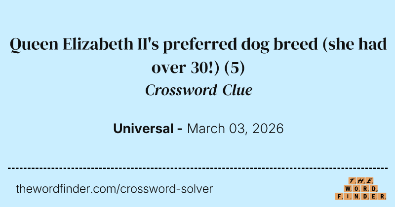 Queen Elizabeth II's preferred dog breed (she had over 30!) crossword clue image