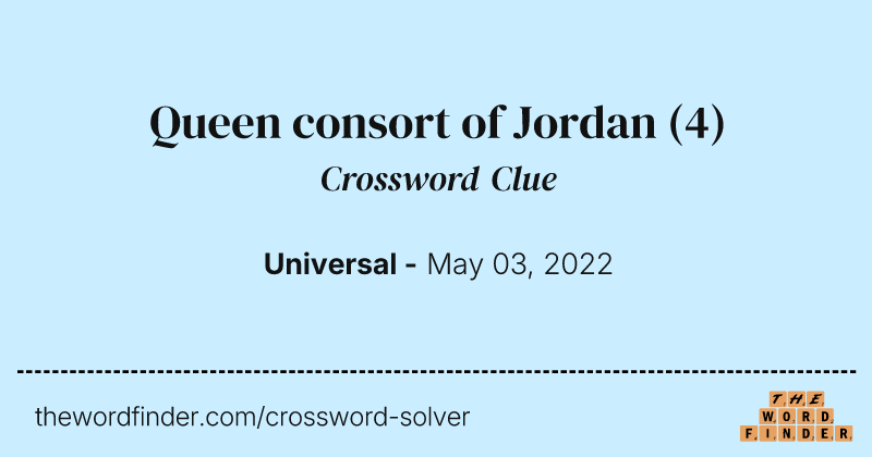 Queen consort of Jordan crossword clue image