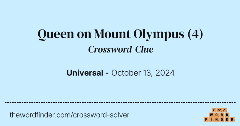 Queen on Mount Olympus crossword clue image