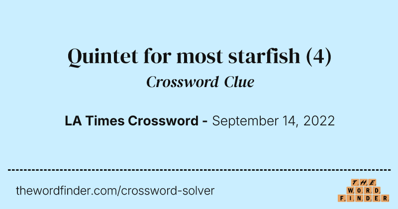 Quintet for most starfish crossword clue image