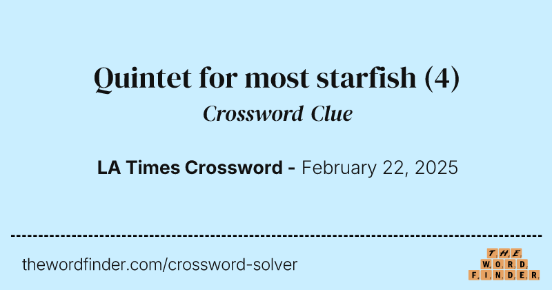 Quintet for most starfish crossword clue image