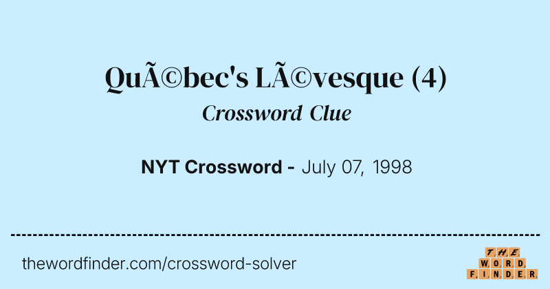 Québec's Lévesque crossword clue image