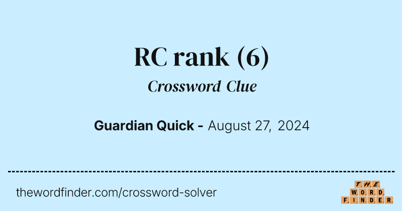 RC rank crossword clue image