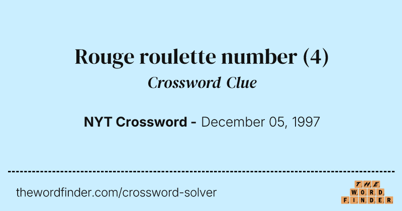 Rouge roulette number crossword clue image