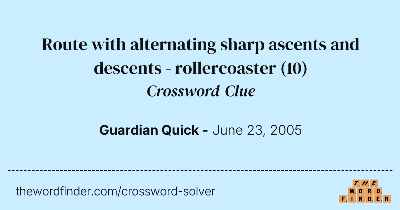 Route with alternating sharp ascents and descents - rollercoaster crossword clue image