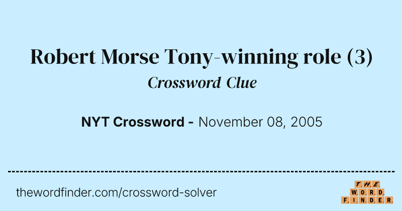 Robert Morse Tony-winning role crossword clue image