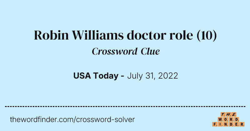 Robin Williams doctor role crossword clue image