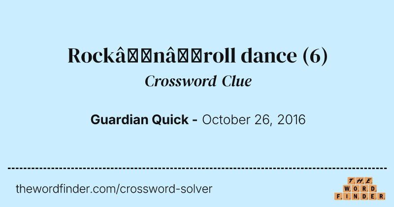 Rock’n’roll dance crossword clue image