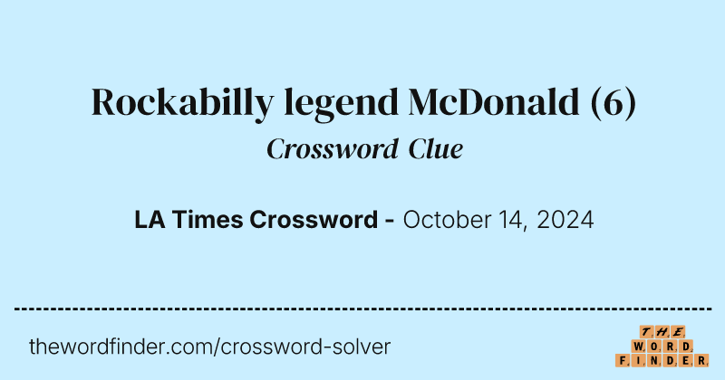 Rockabilly legend McDonald crossword clue image