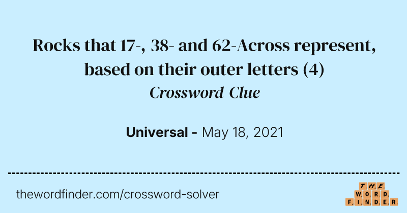 Rocks that 17-, 38- and 62-Across represent, based on their outer letters crossword clue image