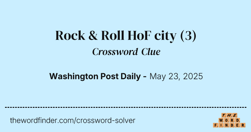 Rock & Roll HoF city crossword clue image