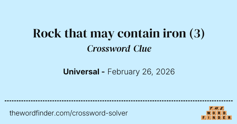 Rock that may contain iron crossword clue image