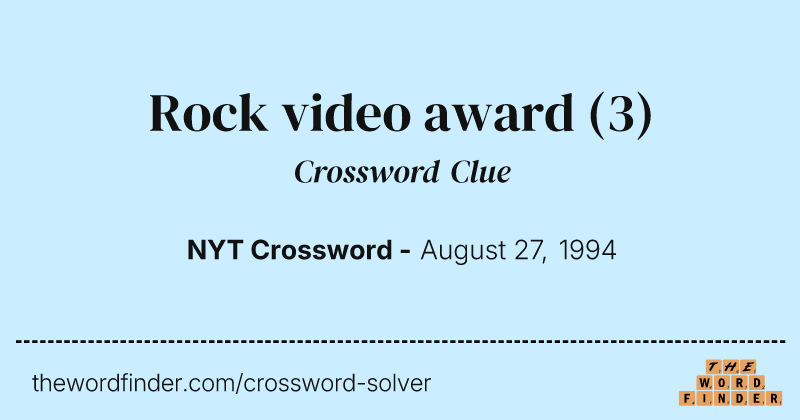 Rock video award crossword clue image