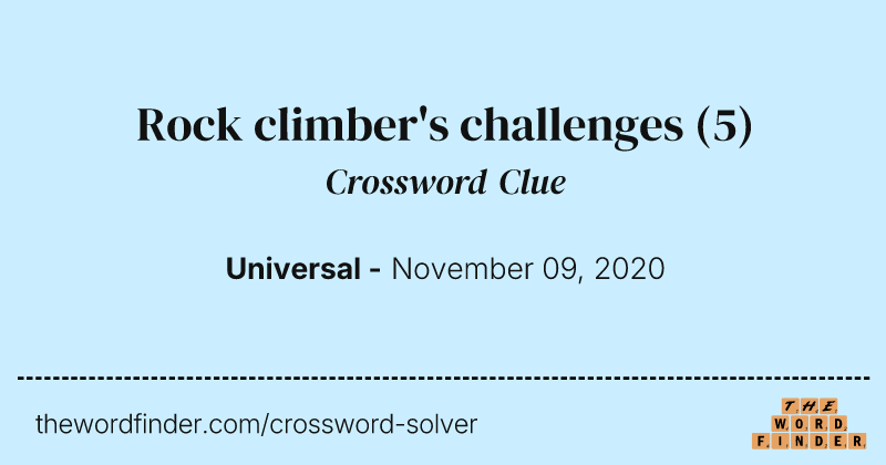 Rock climber's challenges crossword clue image