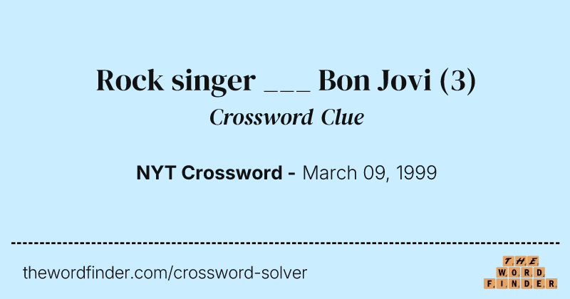 Rock singer ___ Bon Jovi crossword clue image