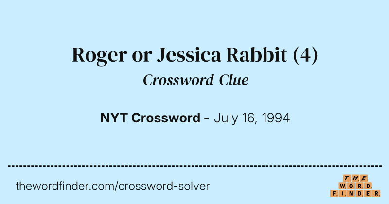 Roger or Jessica Rabbit crossword clue image