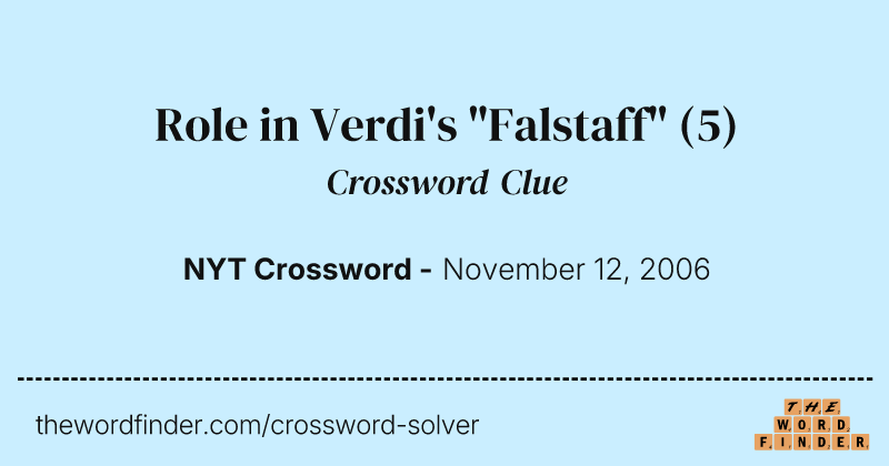 Role in Verdi's "Falstaff" crossword clue image