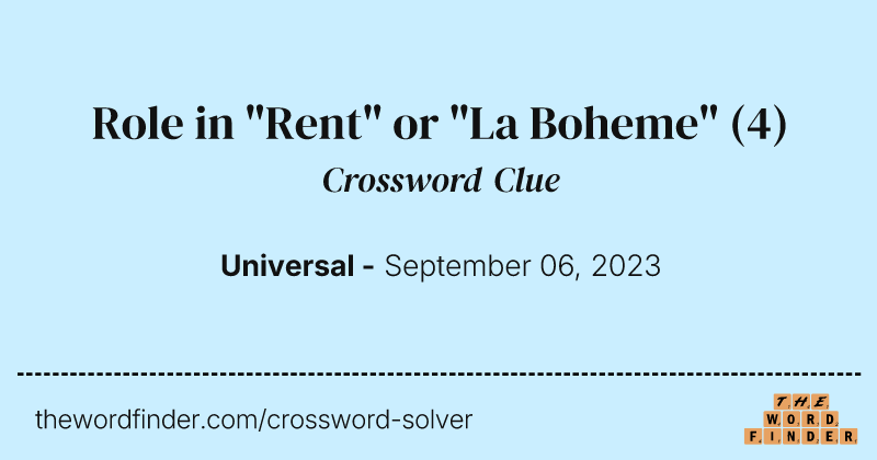Role in "Rent" or "La Boheme" crossword clue image