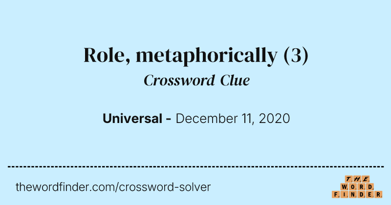 Role, metaphorically crossword clue image