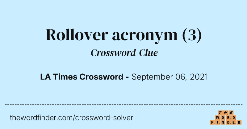 Rollover acronym crossword clue image