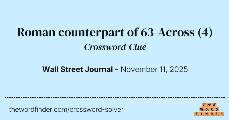 Roman counterpart of 63-Across crossword clue image