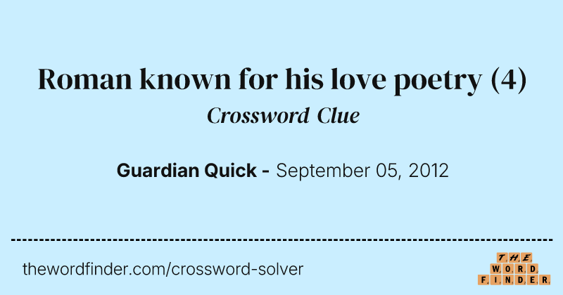 Roman known for his love poetry crossword clue image