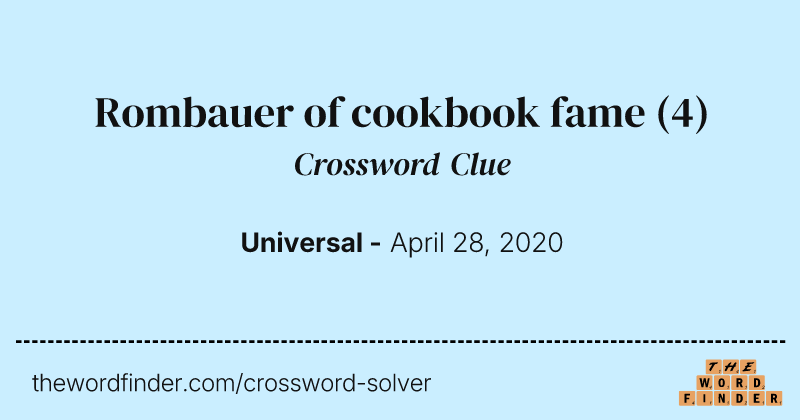 Rombauer of cookbook fame crossword clue image