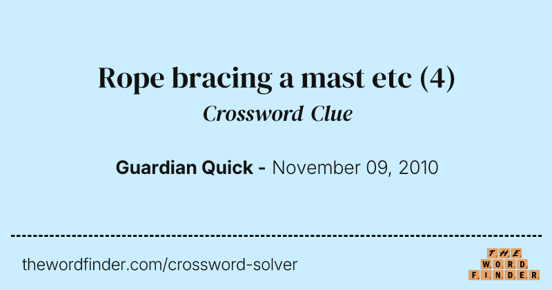 Rope bracing a mast etc crossword clue image