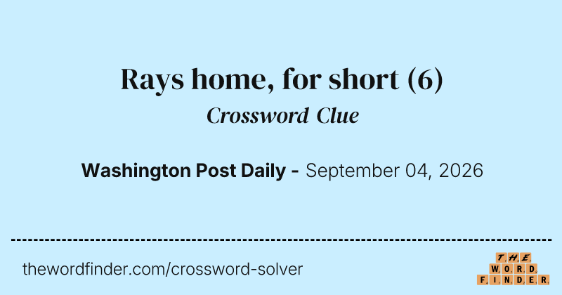 Rays home, for short crossword clue image