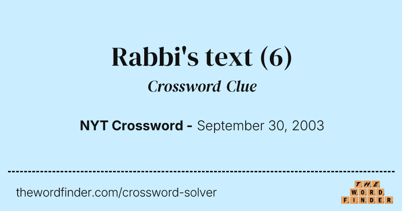 Rabbi's text crossword clue image