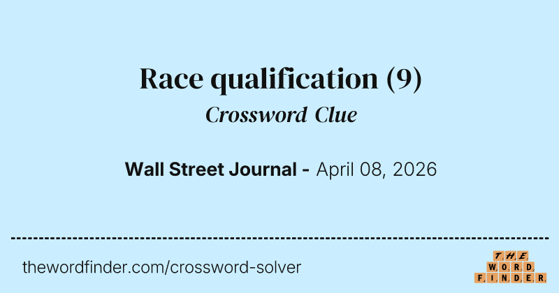 Race qualification crossword clue image