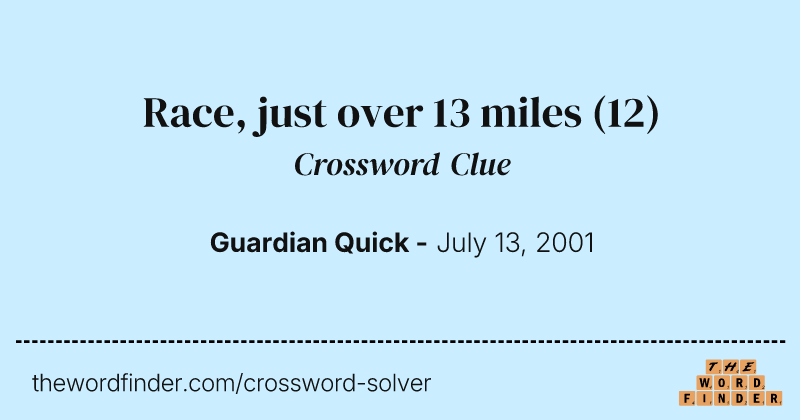 Race, just over 13 miles crossword clue image