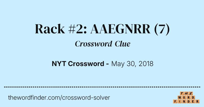 Rack #2: AAEGNRR crossword clue image