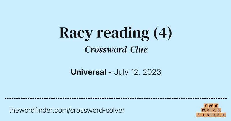 Racy reading crossword clue image