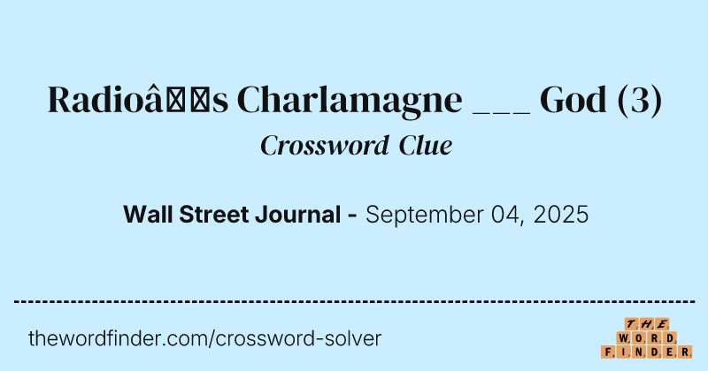 Radio’s Charlamagne ___ God crossword clue image