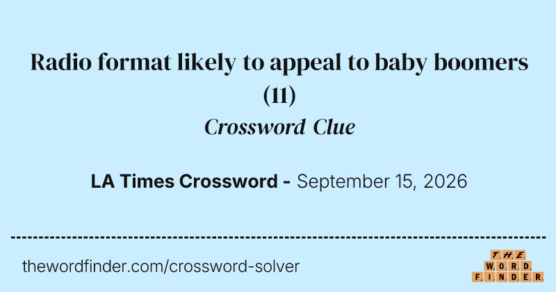 Radio format likely to appeal to baby boomers crossword clue image