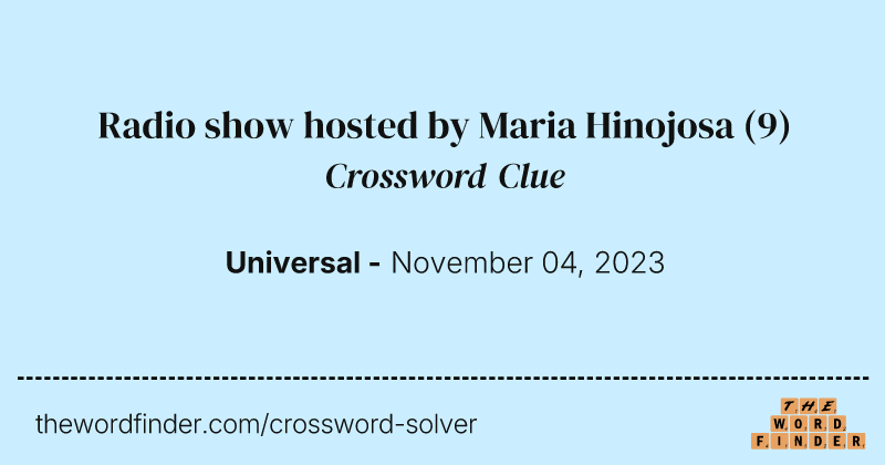 Radio show hosted by Maria Hinojosa crossword clue image