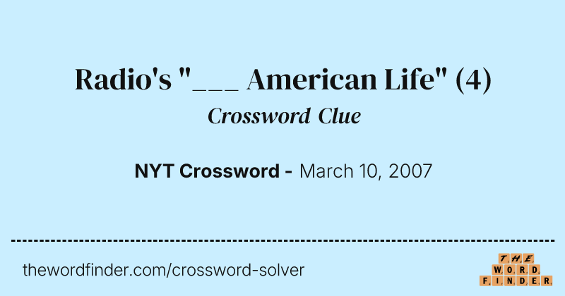 Radio's "___ American Life" crossword clue image