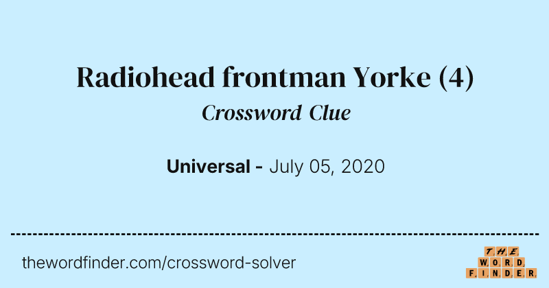 Radiohead frontman Yorke crossword clue image