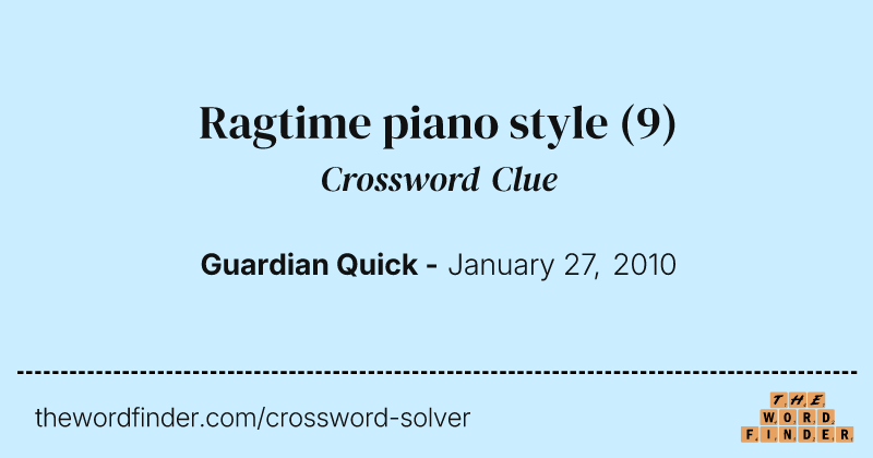 Ragtime piano style crossword clue image