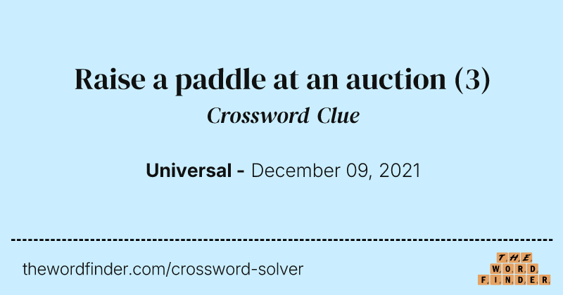 Raise a paddle at an auction crossword clue image