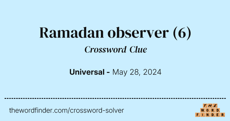 Ramadan observer crossword clue image