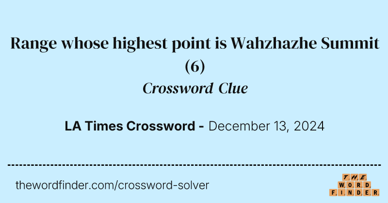 Range whose highest point is Wahzhazhe Summit crossword clue image