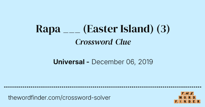 Rapa ___ (Easter Island) crossword clue image