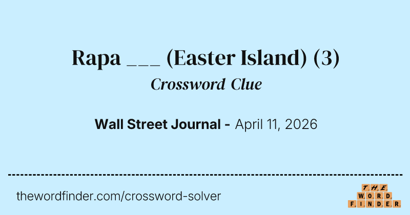Rapa ___ (Easter Island) crossword clue image