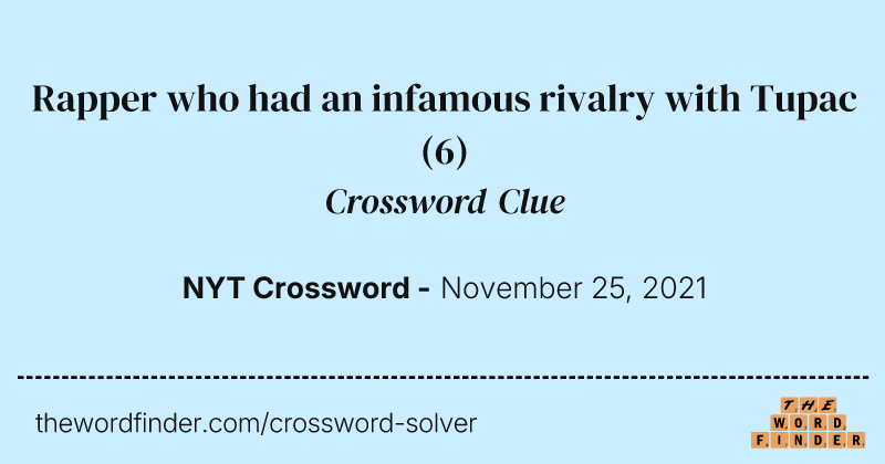 Rapper who had an infamous rivalry with Tupac crossword clue image