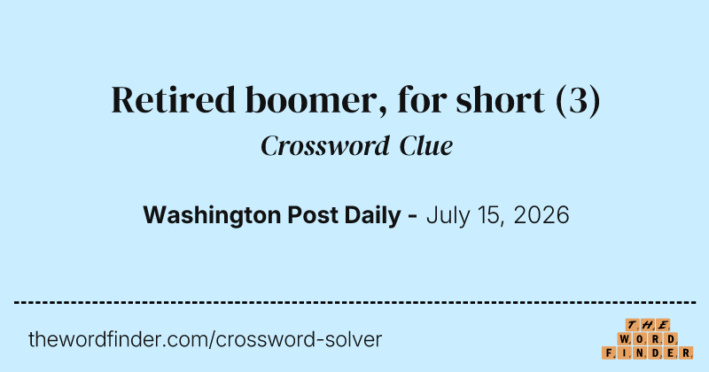 Retired boomer, for short crossword clue image