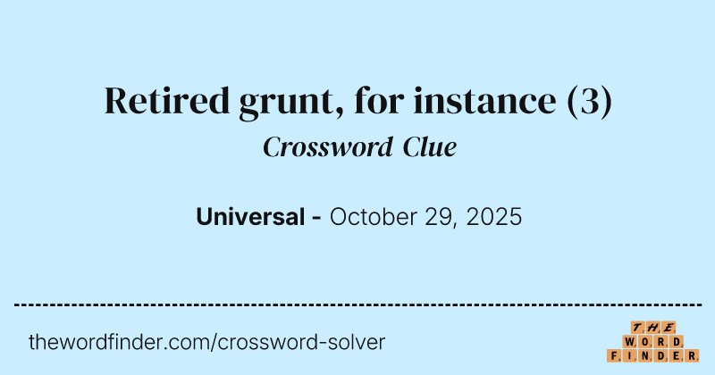 Retired grunt, for instance crossword clue image
