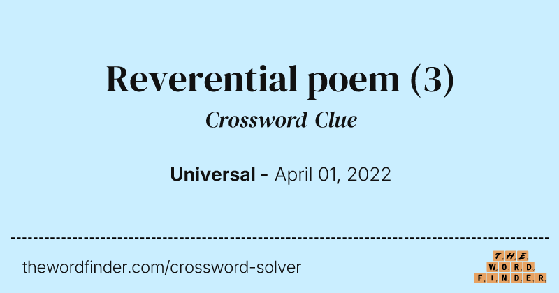 Reverential poem crossword clue image